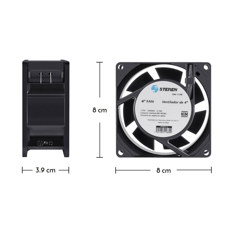 STEREN VENTILADOR P/TABLERO 4"" 117V C.A