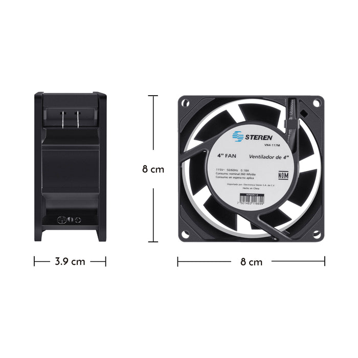STEREN VENTILADOR P/TABLERO 4"" 117V C.A