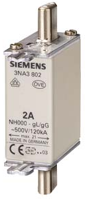 Siemens Fusible Nh Tamaño 00 2 Amps SKU: 3NA3802