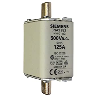 Siemens Fusible NH tamaño 00 125 A SKU: 3NA3832