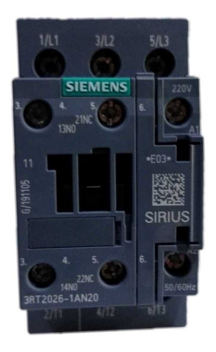 Siemens Contactor 25Amps B-220Vac S0 C-1Na+1Nc SKU: 3RT2026-1AN20