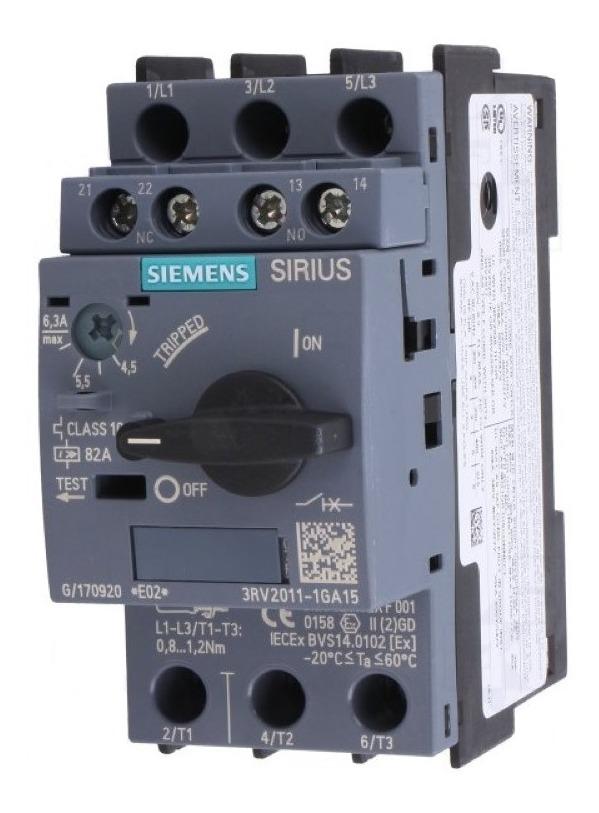 SIEMENS GUARDAMOTOR 4.5-6.3A S00 1NA+1NC