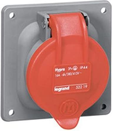 LEGRAND TOMA EMPOTAR 3P+T 63A 380/415V 6H ROJO IP44 HYPRA