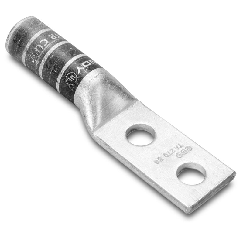 BURNDY ZAPATA 2 BARRENOS 1/4" CAÑON CORTO 2/0 AWG