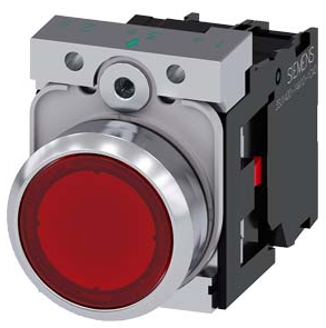 SIEMENS BOTON ILUM ROJO 1NC+LED 220VAC -COMP METAL