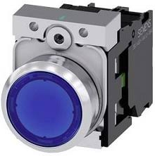 SIEMENS BOTON ILUM AZUL 1NA+LED 120VAC -COMP METAL