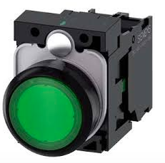SIEMENS BOTON ILUM VERDE 1NA+LED 120VAC -COMP METAL