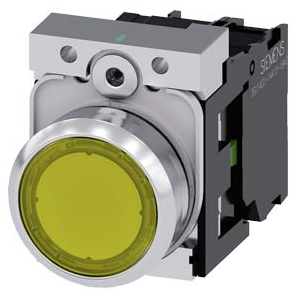 SIEMENS BOTON ILUM AMARILLO 1NA+LED 120VAC -COMP METAL