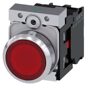 SIEMENS BOTON ILUM ROJO 1NC+LED 120V AC -COMP METAL