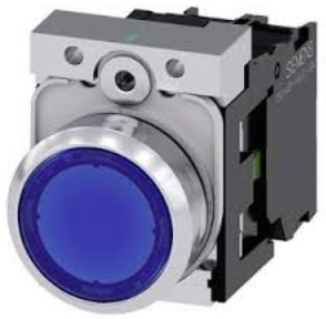 SIEMENS BOTON ILUM AZUL 1NA+LED 24V AC/DC -COMP METAL