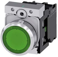 SIEMENS BOTON ILUM VERDE 1NA+LED 24V AC/DC -COMP METAL