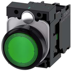 SIEMENS BOTON ILUM VERDE 1NA+LED 24V AC/DC -COMP PLAST