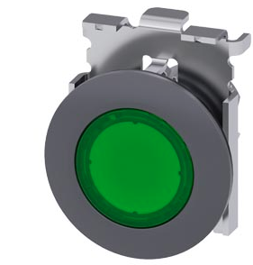 SIEMENS CABEZA BOTON 30MM ILUM VERDE C/ANILLO METAL