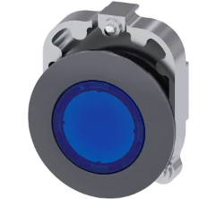SIEMENS CABEZA BOTON 30MM ILUM AZUL SOSTENIDO C/ANILLO METAL