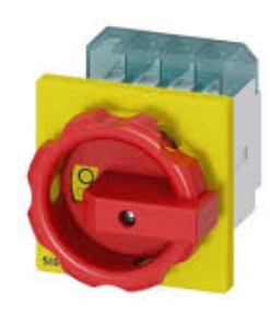 SIEMENS interruptor Rotativo 3P 16A rojo/amarillo FIJ frontal SKU: 3LD2003-0TK53