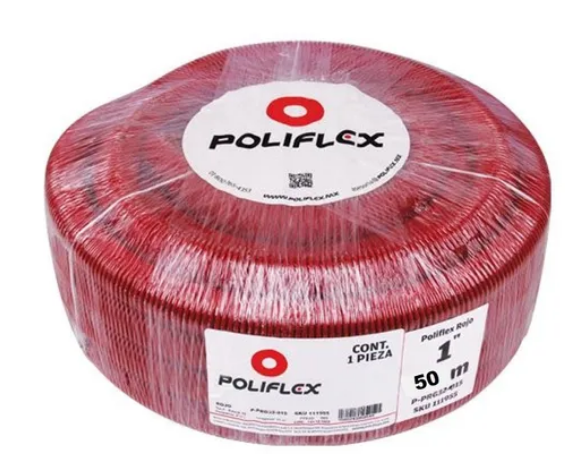 POLIFLEX rojo prinsa 1" (25mm) rollo de 50mts c/GUIA SKU: POLIFLEX1-EX