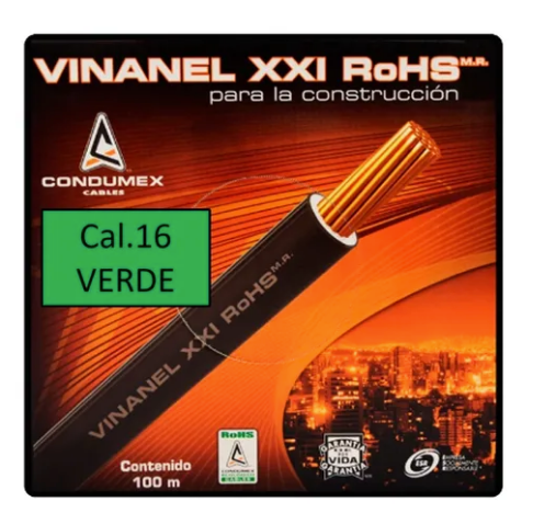 CONDUMEX CABLE 16 VERDE TF-LS CAJA 100 MTS