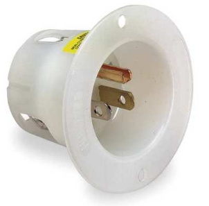 HUBBELL FLANGED INLET 15A 125V 5-15P WH HBL5278C