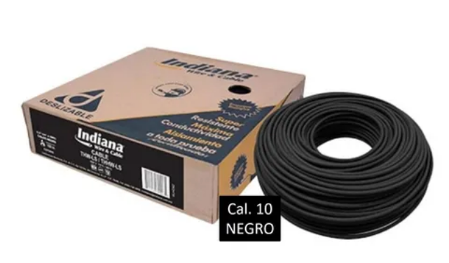 Cable Indiana 10 Awg Negro Rollo SKU: CAIND10N
