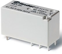 Finder Relevador Mini 8Amp 24Vdc 2P1T 8Pin SKU: 41.52.9.024.0010
