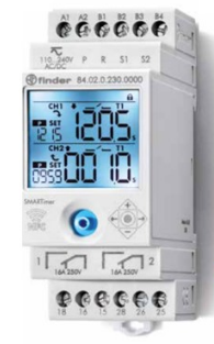 FINDER TIMER SMART 26 FUNCIONES 16A 2CH 2P2T 110-220VAC/DC P/RIEL