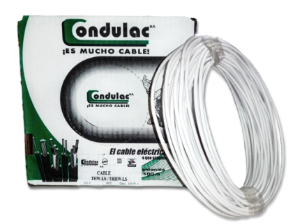 Cable thw CONDULAC blanco 14 awg pormetro SKU: CALAC14B-MTO