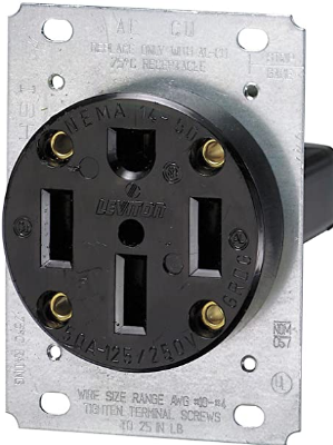 LEVITON RECEP FIJO 50AMP 3P 4H 250V NEMA 1450-R NEGRO