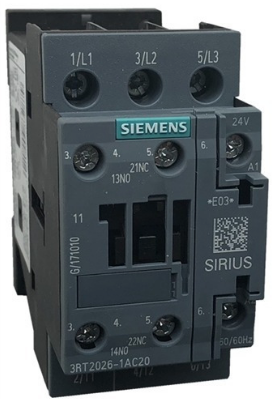 SIEMENS contactor 25a b-24vac s0 c-1na+1nc 3rt2026-1ac20 SKU: 3RT2026-1AC20