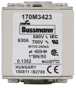 BUSS Fusible Semiconductor Cerámica  630A 690V 1*Bn/50 Ar Uc SKU: 170M3423
