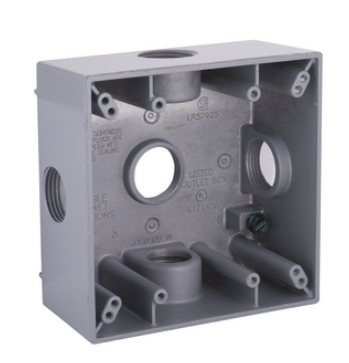 HUBBELL CAJA 2 GANGS TIPO ""X"" 5 SALIDAS 3/4P GRI FS2 DOBLE