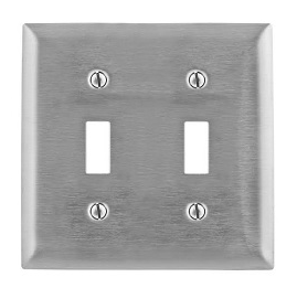 HUBBELL PLACA RECTANGULAR P/2 INTERRUPTORES ACERO INOX