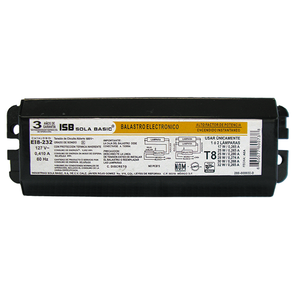 BALASTRA ELECTRONICA 2X32W 127V AHORRADORA DE ENER