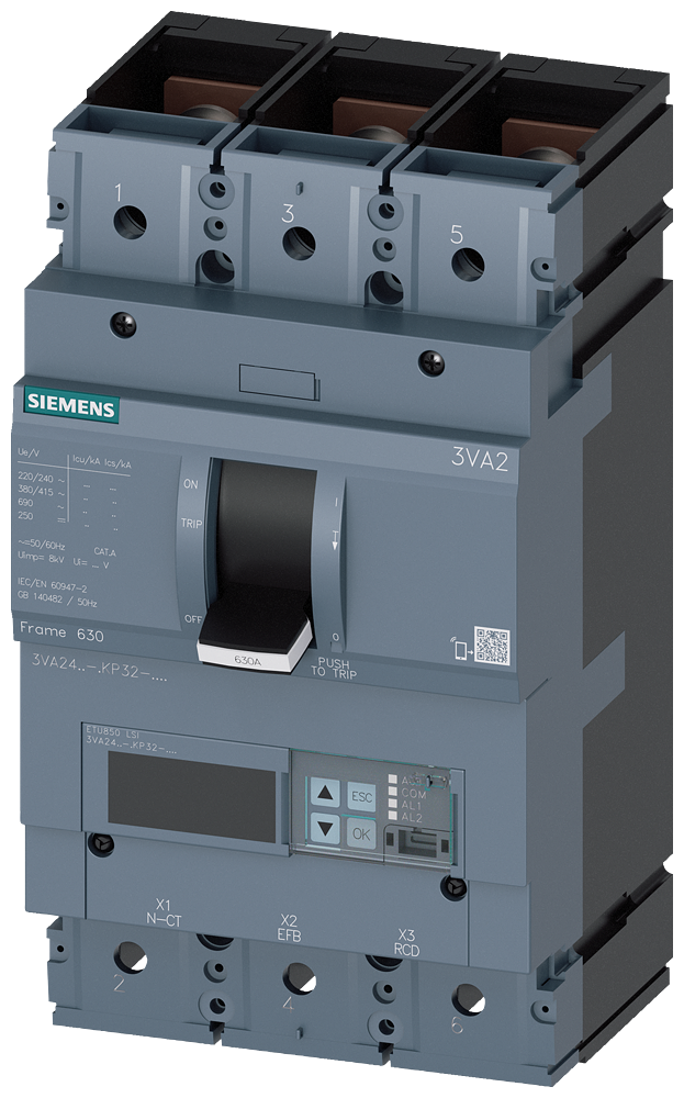 SIEMENS INT TERMOMAG 3VA2 250-630A 85kA 415VAC 3P LSI