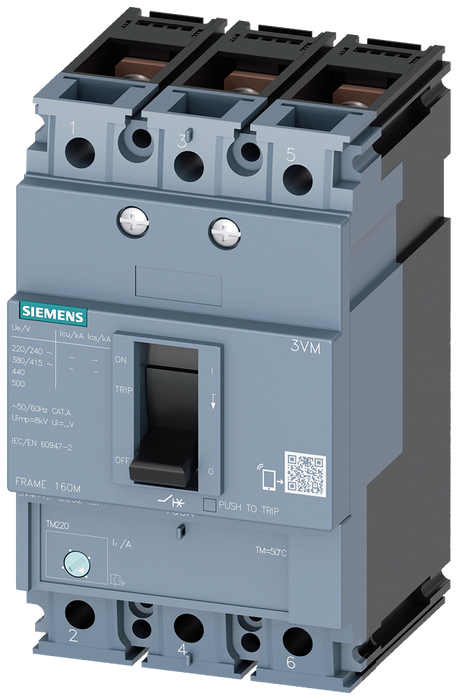 SIEMENS INTERRUPTOR AUTOMATICO 3VM1 IEC 36KA 415V 3P TM220 ATFM