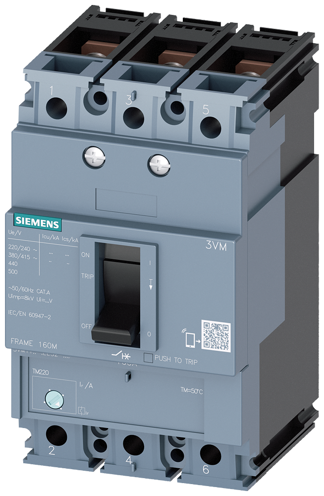 SIEMENS INTERRUPTOR AUTOMATICO 3VM1 IEC 36KA 415V 3P TM220 ATFM 6