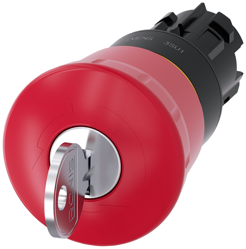 SIEMENS PULSADOR PARO EMERG 22MM ROJO 40MM CERRADURA RONIS ENCLAV
