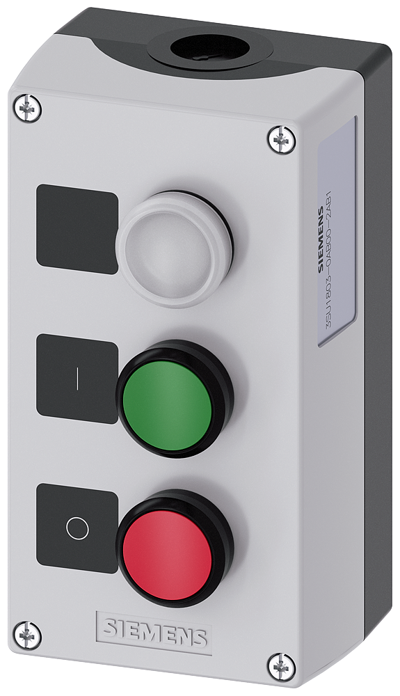 SIEMENS BOTONERA GRIS C/PILOTO BOTON VERDE Y ROJO COMPLETA