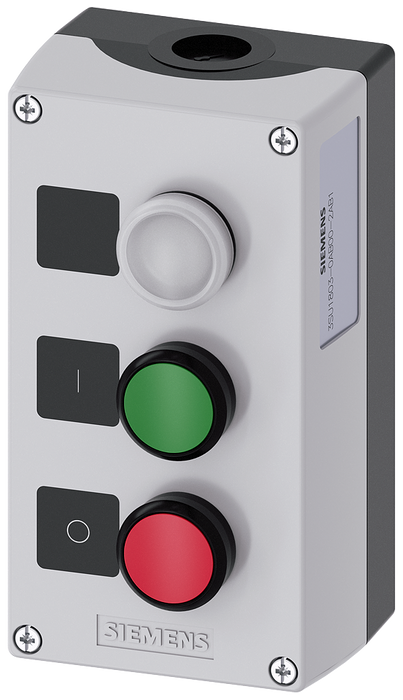 SIEMENS BOTONERA GRIS C/PILOTO BOTON VERDE Y ROJO COMPLETA