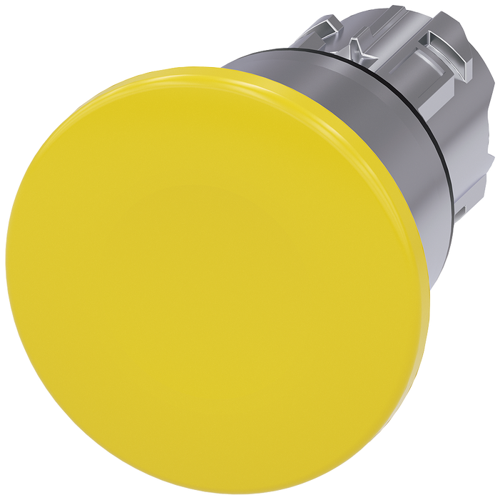 SIEMENS MUSROOM PUSHBUTTON 22 MM ROUND METAL SHINY YELLOW 40 MM