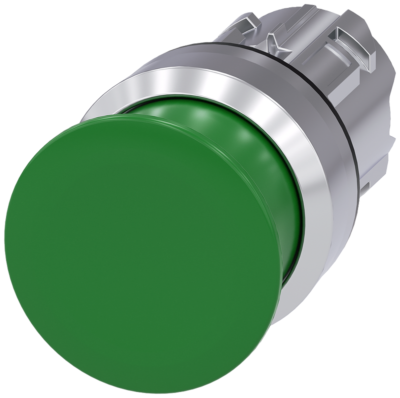 SIEMENS PULSADOR  DE SETA 22MM REDONDO METAL BRILLANTE VERDE 30MM