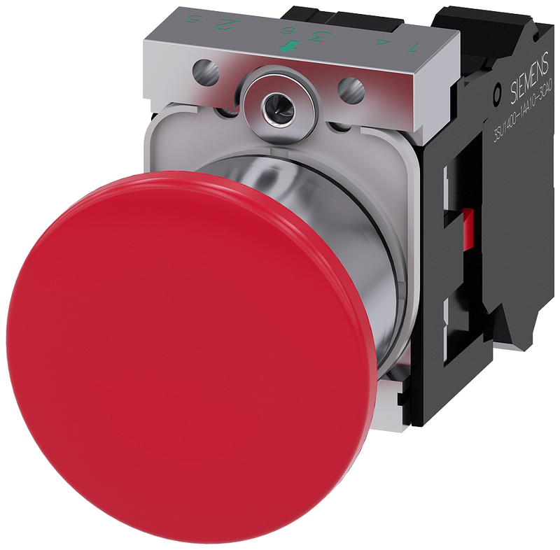 SIEMENS PULSADOR DE SETA 22 MM REDONDO METAL BRILLANTE ROJO 40MM