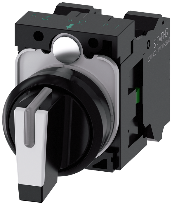 SIEMENS SELECTOR SWITCH, I-O-II, BLACK, WHITE SKU: 3SU1100-2BL60-3NA0