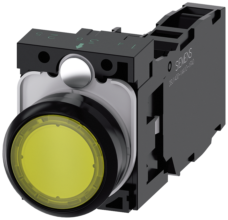 SIEMENS BOTON ILUM AMARILLO 1NA+1NC+LED 24V AC/DC -COMP PLAST