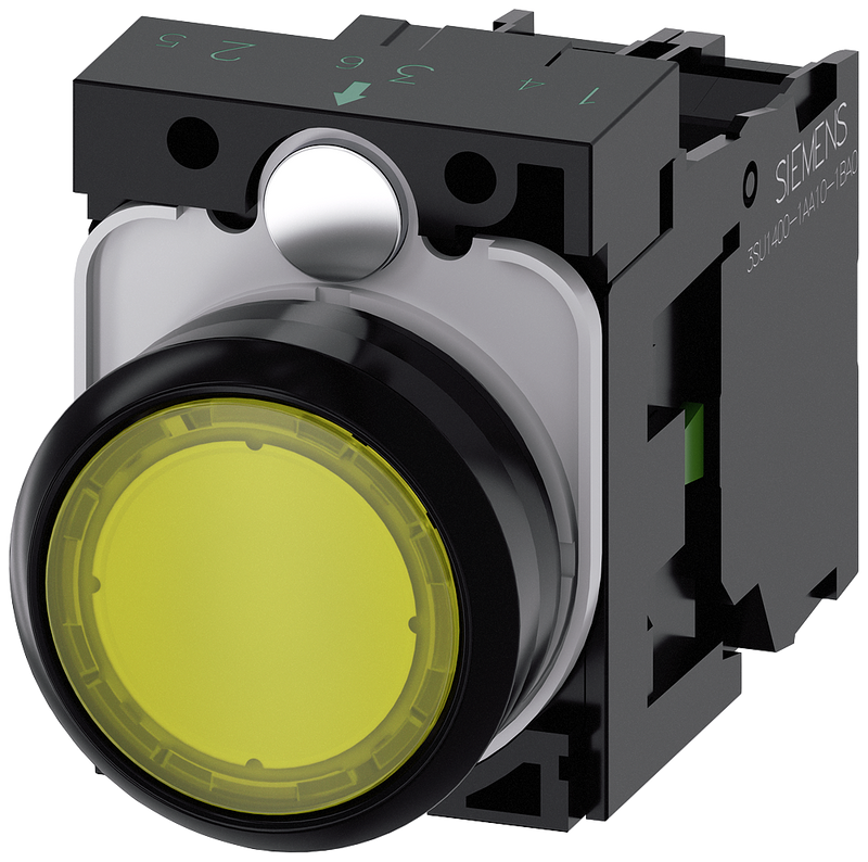 SIEMENS BOTON ILUM AMARILLO 1NA+LED 220VAC -COMP PLAST