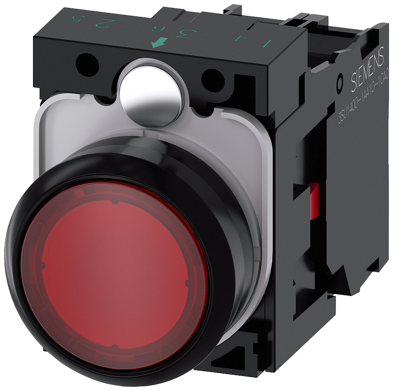 SIEMENS BOTON ILUM ROJO 1NC+LED 220VAC -COMP PLAST