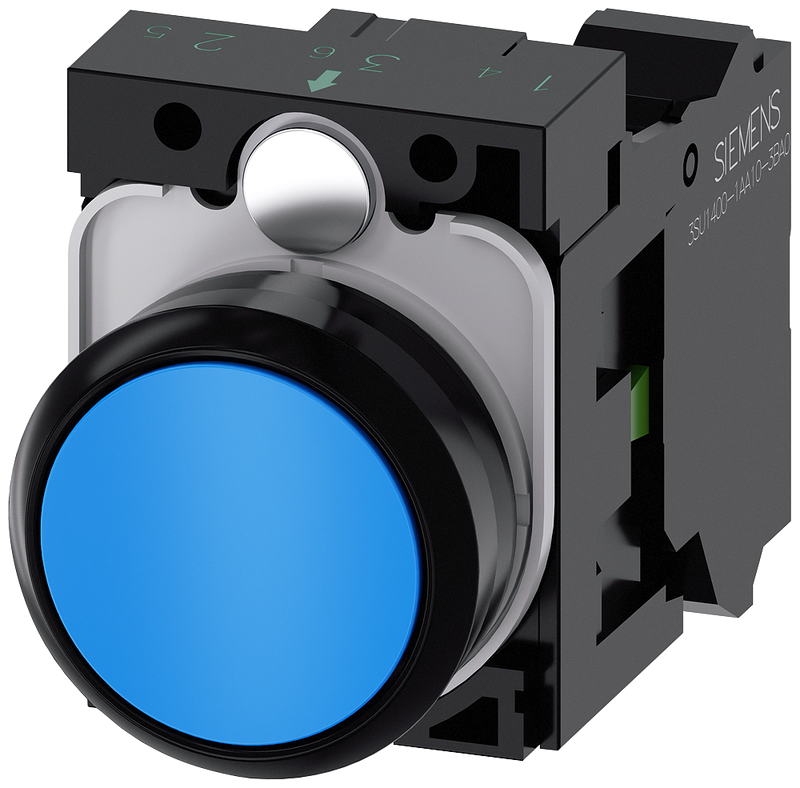 SIEMENS BOTON PULSADOR 22MM AZUL FLAT MOMENTANEO CON 1NO