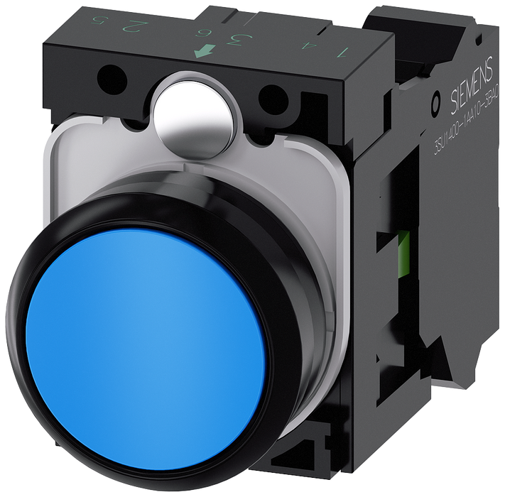 SIEMENS BOTON PULSADOR 22MM AZUL FLAT MOMENTANEO CON 1NO