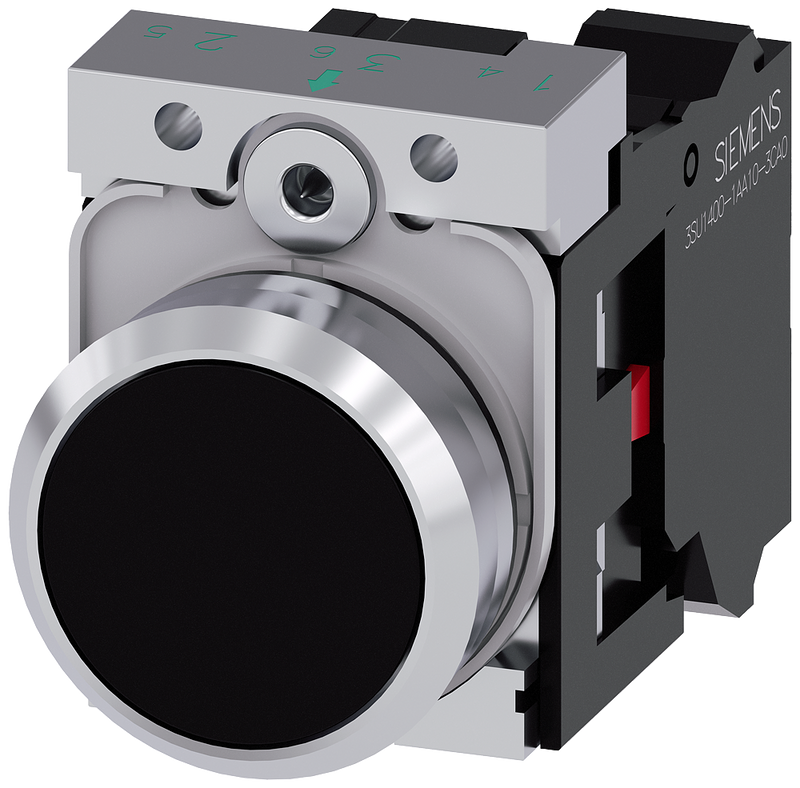 SIEMENS PULSADOR 22 MM REDONDO METAL BRILLANTE NEGRO