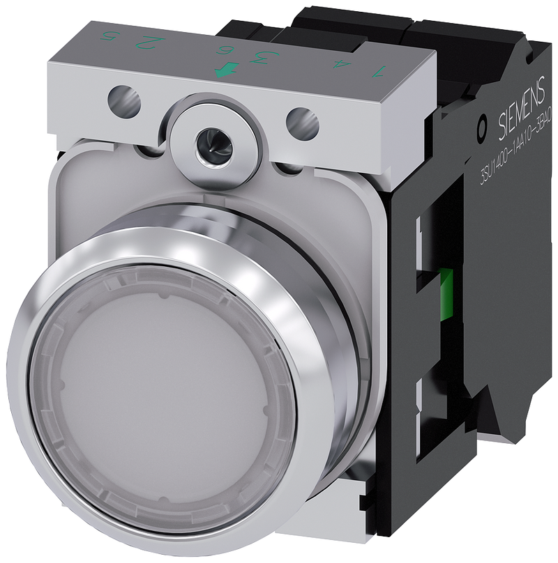SIEMENS PULSADOR LUMINOSO 22MM METAL BRILLANTE BLANCO RASANTE MOM