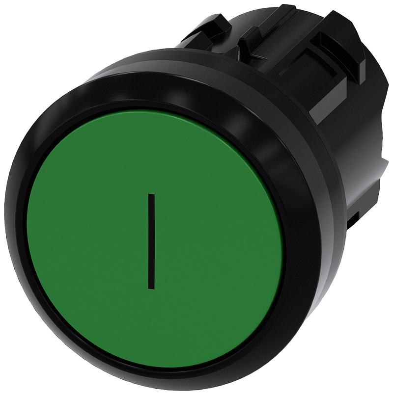 SIEMENS PULSADOR 22MM REDONDO PLASTICO VERDE INSCRIPCION I RASANT